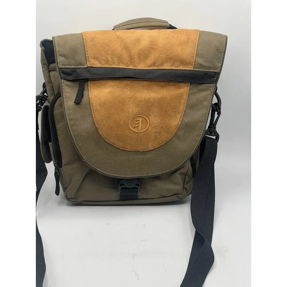Tamrac Camera Shoulder Bag Messenger Olive Green Khaki Canvas Suede Vintage